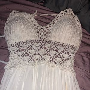 White, beautiful, flowy, summer dress.